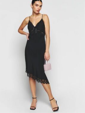 NWOT Reformation milania black silk dress